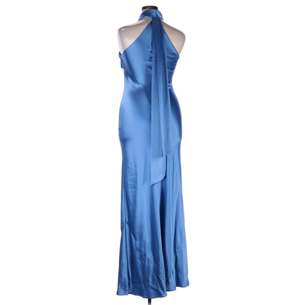 GALVAN LONDON Satin Halter Blue Dress Size 12 VGUC - Picture 2 of 5